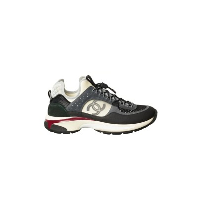 CHANEL SNEAKERS FABRIC, SUEDE CALFSKIN, MESH & FABRIC BLACK, DARK GRAY, WHITE & LIGHT GRAY G39488 Y56142 K4948